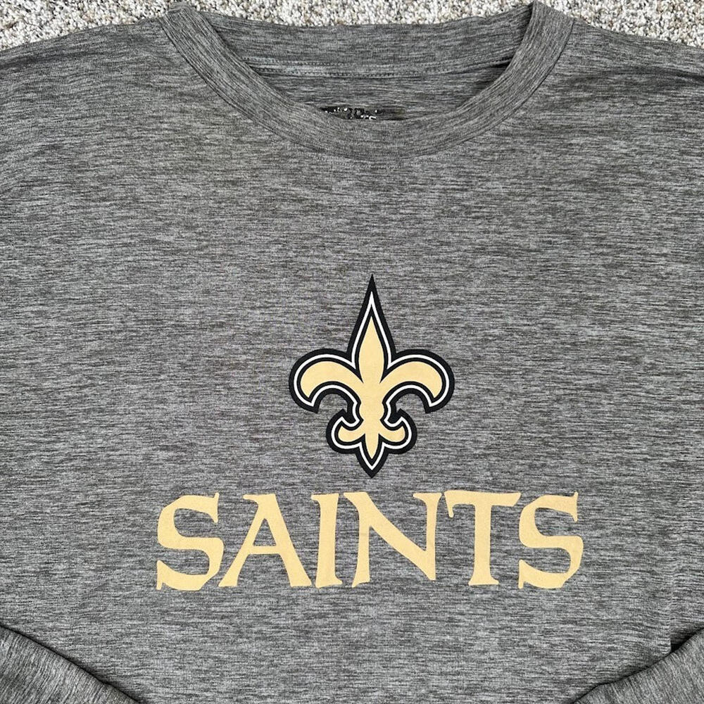 NFL Team Apparel Long Sleeve Shirt Saints Football Zubas Grey Flaws Medium‎ - Picture 2 of 8